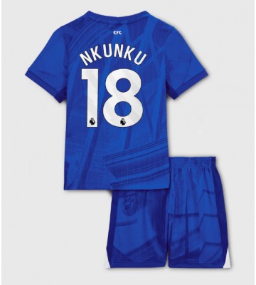 Chelsea Christopher Nkunku #18 Hjemmebanetrøje Børn 2025-26 Kortærmet (+ Korte bukser)